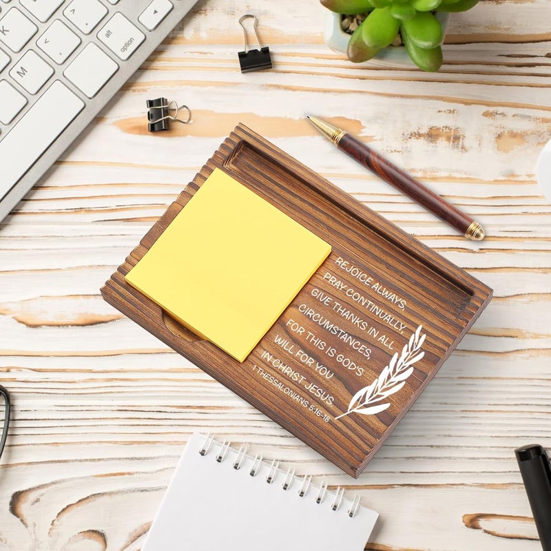 YODOCAMP Christian Desk Organizer, Bible Verse Sticky Note Holder, 1 Thessalonians 5:16-18 Rejoice Always, Religious Gifts for Christians, Pastors, Church Leaders, Believers TZP105 - Image 3